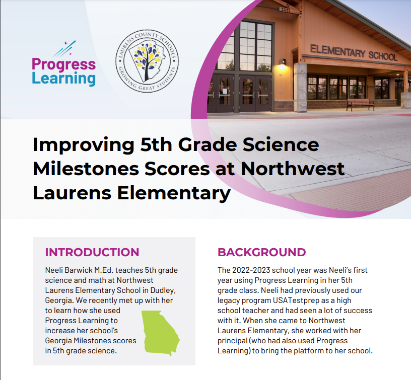 Featured Image for Improving 5th Grade Science Milestones Scores at Northwest Laurens Elementary
